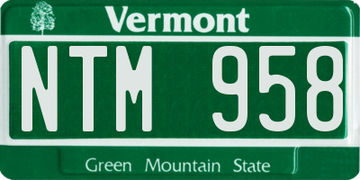 VT license plate NTM958