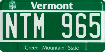 VT license plate NTM965
