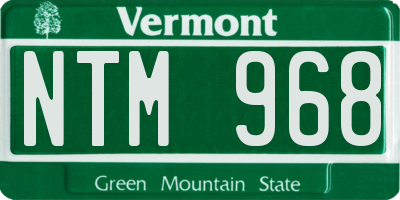 VT license plate NTM968