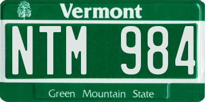 VT license plate NTM984