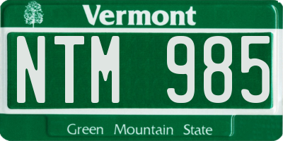 VT license plate NTM985
