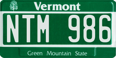 VT license plate NTM986