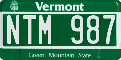 VT license plate NTM987