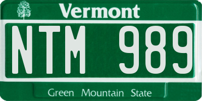 VT license plate NTM989