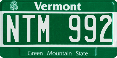 VT license plate NTM992