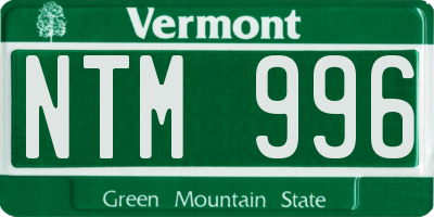 VT license plate NTM996
