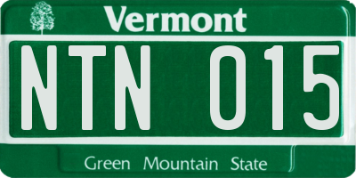 VT license plate NTN015