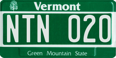 VT license plate NTN020
