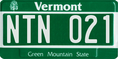 VT license plate NTN021