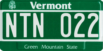 VT license plate NTN022