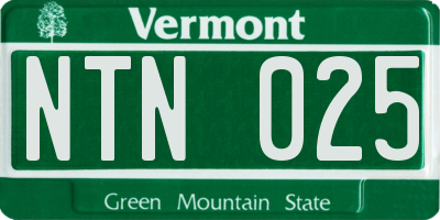 VT license plate NTN025