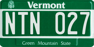VT license plate NTN027