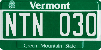 VT license plate NTN030