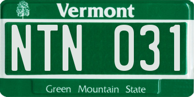 VT license plate NTN031