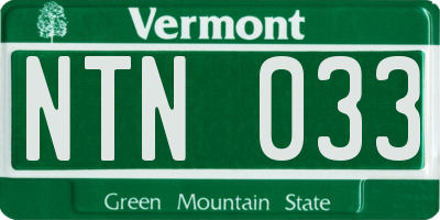 VT license plate NTN033