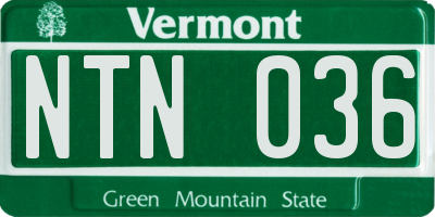 VT license plate NTN036