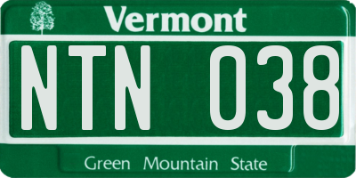 VT license plate NTN038