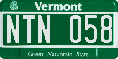 VT license plate NTN058
