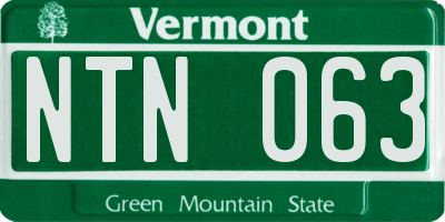 VT license plate NTN063