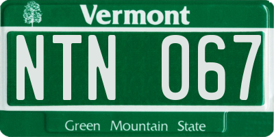 VT license plate NTN067