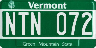 VT license plate NTN072