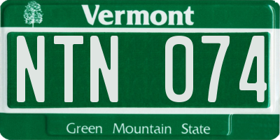 VT license plate NTN074