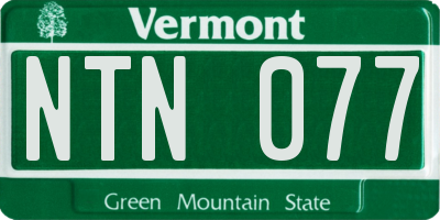 VT license plate NTN077