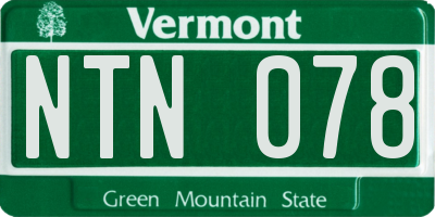 VT license plate NTN078