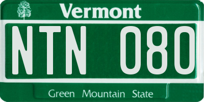VT license plate NTN080