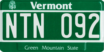 VT license plate NTN092