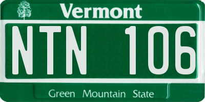 VT license plate NTN106