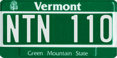 VT license plate NTN110