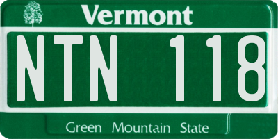 VT license plate NTN118