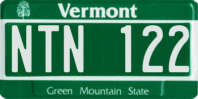 VT license plate NTN122
