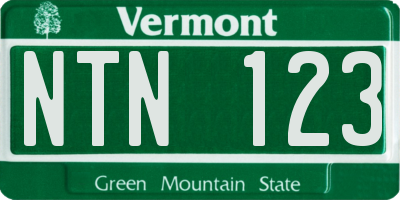VT license plate NTN123