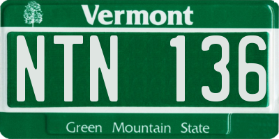 VT license plate NTN136
