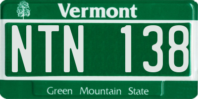 VT license plate NTN138
