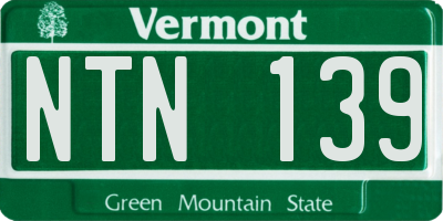 VT license plate NTN139