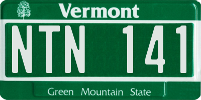 VT license plate NTN141