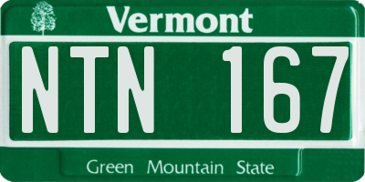VT license plate NTN167