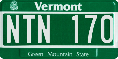 VT license plate NTN170
