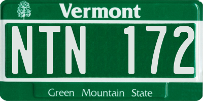 VT license plate NTN172