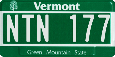 VT license plate NTN177