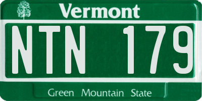 VT license plate NTN179