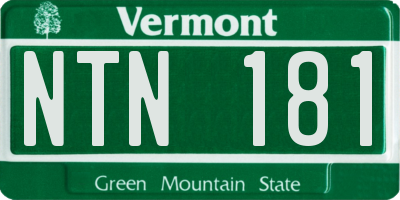 VT license plate NTN181