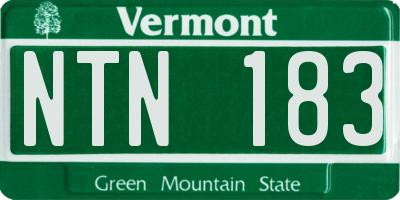 VT license plate NTN183