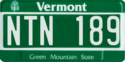 VT license plate NTN189