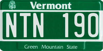 VT license plate NTN190