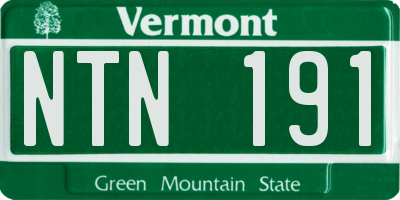VT license plate NTN191