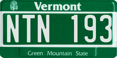 VT license plate NTN193